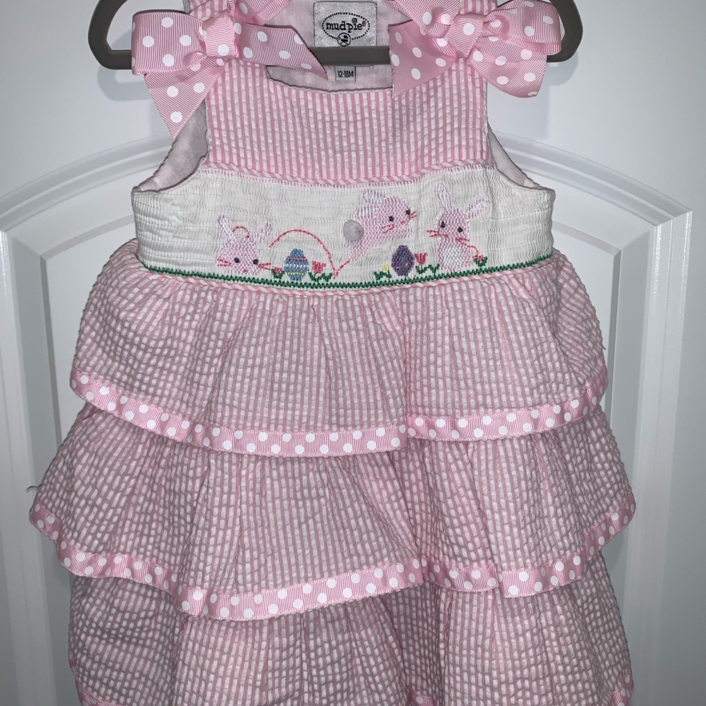 Mud Pie Smocked Easter Bunny Dress
